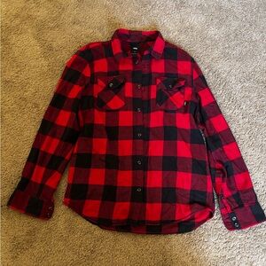 Vans Men's Red and Black Checkered Shirt